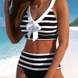 Laluna® | Bikini a Rayas de Cintura Alta