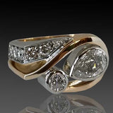 Anillo Vintage Irregular con Diamantes