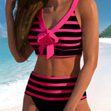 Laluna® | Bikini a Rayas de Cintura Alta