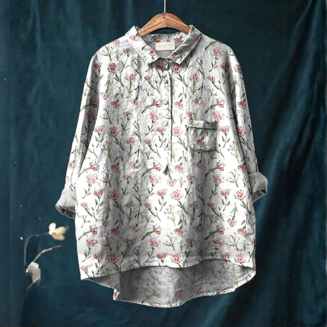 Elise™ | Camisa de Lino Atemporal con Estampado