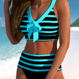 Laluna® | Bikini a Rayas de Cintura Alta