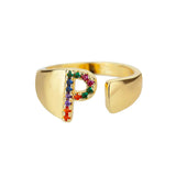 Anillo de Oro con Letra Personalizada (Ajustable)