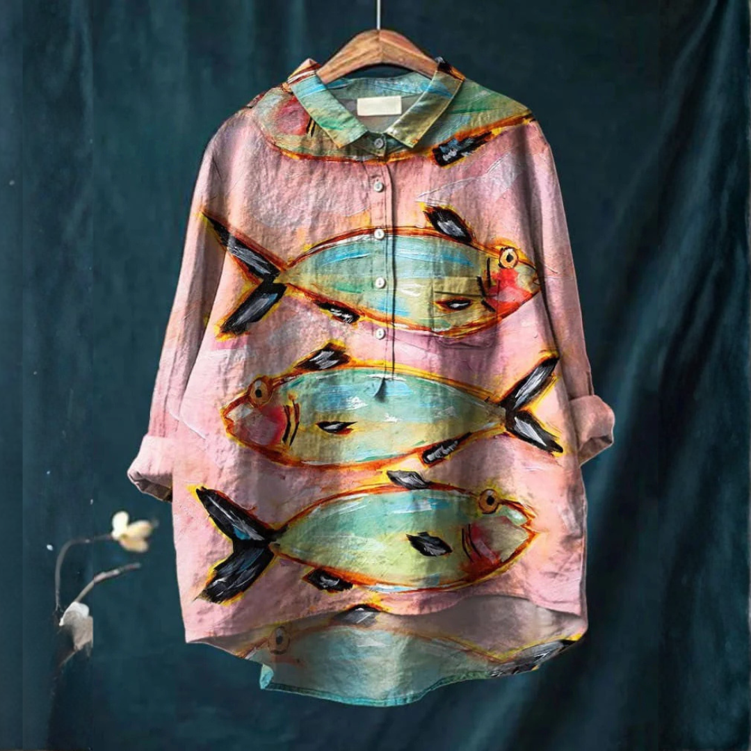 Iris™ | Blusa de Lino Atemporal con Estampado