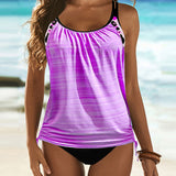 Augustus - Tankini de color sólido con estampado de leopardo