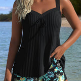 Laluna® | Tankini a Rayas con Short de Playa de Dos Piezas