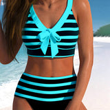 Laluna® | Bikini a Rayas de Cintura Alta