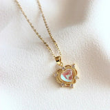 Collar de piedra lunar - Forma de corazón