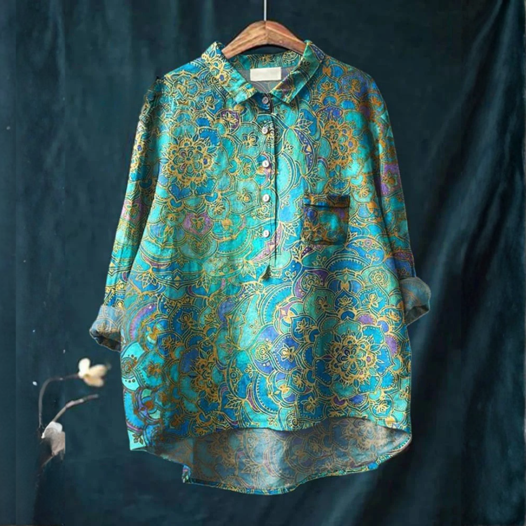 Alessa™ | Camisa de Lino Refinado con Motivo