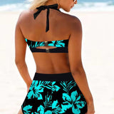 Sherrie - Traje de baño de tiro alto con estampado de flores