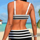 Laluna® | Bikini a Rayas de Cintura Alta