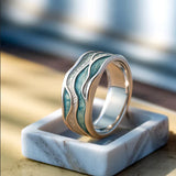 Anillo de Olas Plateadas Turquesa