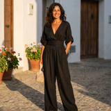 Daniela - Mono elegante de escote en V y pierna ancha