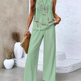 Ovelynra™ | Conjunto de Top Sin Mangas y Pantalones de Pierna Ancha