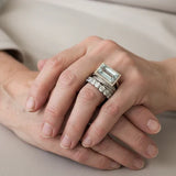 Conjunto de Anillos de Cristal Turquesa Vintage