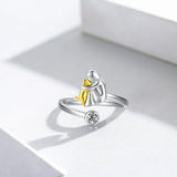 Anillo de Perro en Plata con Piedras de Circonita (Ajustable)
