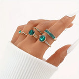 Conjunto de Anillos de Oro Zarina Esmeralda