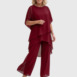 Linda | Traje con pantalones palazzo drapeados