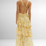 Vestido con Estampado Floral y Escote Profundo