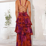 Vestido con Estampado Floral y Escote Profundo