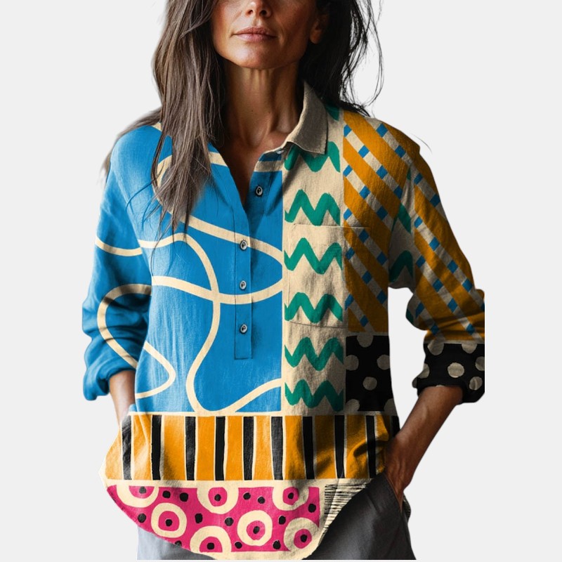 Viviana™ | Blusa de Lino Exclusiva con Motivo