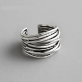 Anillo ajustable en capas plateado