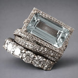 Conjunto de Anillos de Cristal Turquesa Vintage