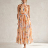 Esther™ | Vestido de Cuello Halter con Estampado de Acuarela