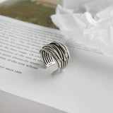 Anillo ajustable en capas plateado
