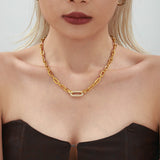 Conjunto de Joyas Cadena Eslabón Pavé | Oro