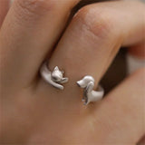 Anillo Elegante Perro y Gato (Ajustable)