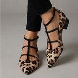 Bridget - Zapatos con tacón y tira con estampado de leopardo