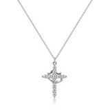 Collar con cruz y corona de diamantes