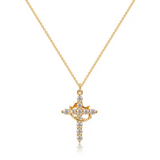 Collar con cruz y corona de diamantes