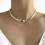 Collar de perlas con cadena para clavícula