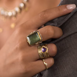 Anillo de Cristal Cuadrado Retro Francés