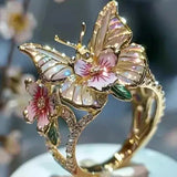 Anillo Mariposa Brillante De La Naturaleza Con Circonita