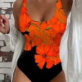 Lucy - Elegante traje de baño de una pieza con estampado de flores