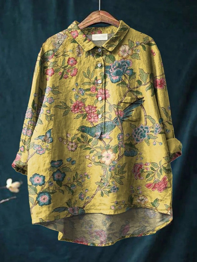 Seraphina™ | Blusa de Lino Atemporal con Estampado