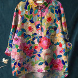 Alessia™ | Blusa de Lino Atemporal con Motivo