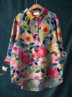 Alessia™ | Blusa de Lino Atemporal con Motivo