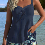 Laluna® | Tankini a Rayas con Short de Playa de Dos Piezas