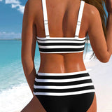 Laluna® | Bikini a Rayas de Cintura Alta