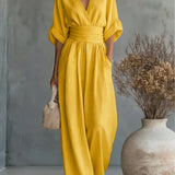 Daniela - Mono elegante de escote en V y pierna ancha