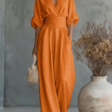Daniela - Mono elegante de escote en V y pierna ancha