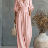 Daniela - Mono elegante de escote en V y pierna ancha