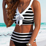 Laluna® | Bikini a Rayas de Cintura Alta