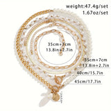 Conjunto Collar Perla & Cadena Serpiente Vintage | Oro