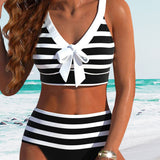 Laluna® | Bikini a Rayas de Cintura Alta