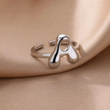 Anillo de Oro con Letra Personalizada en Burbuja (Ajustable)