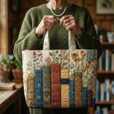 Bolsa Acolchada Artesanal - Libros y Flores